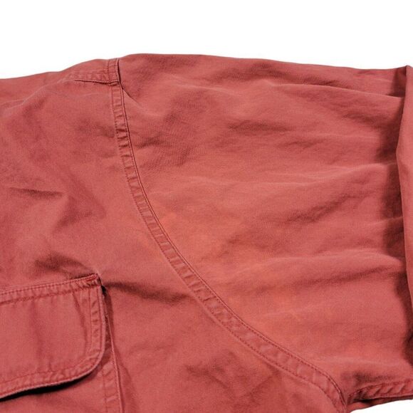 Eddie Bauer Shirt Mens XL Orange Rufton Twill Button Up Outdoors Retro Stains* - Picture 2 of 8